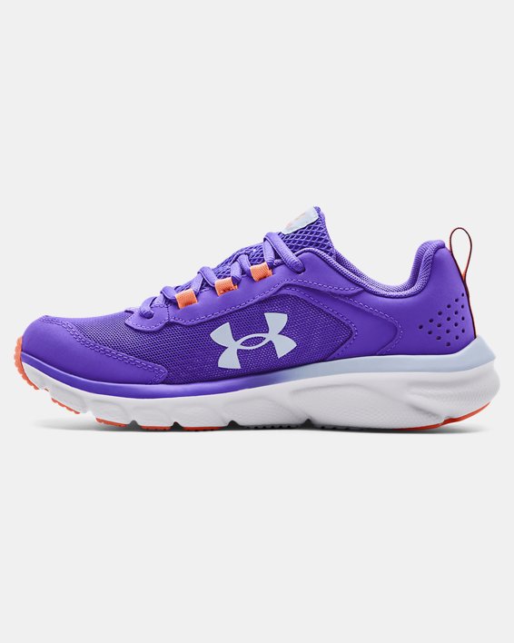Girls' Grade School UA Assert 9 Running Shoes, Purple, pdpMainDesktop image number 1